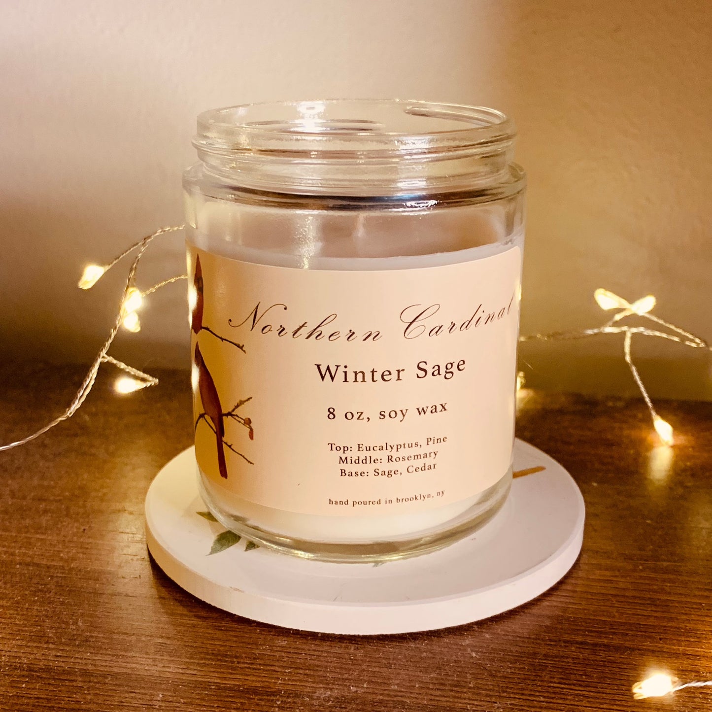 Northern Cardinal: Winter Sage Scented Candle