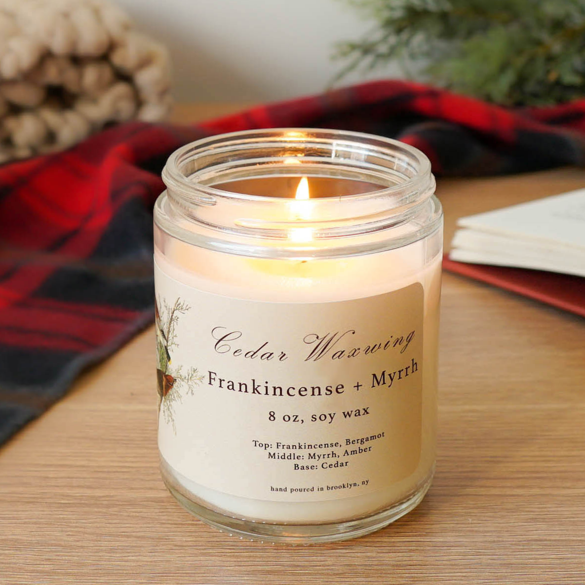 Cedar Waxwing: Frankincense & Myrrh Scented Candle